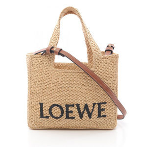 Pre-Loved LOEWE Mini Raffia Font Tote